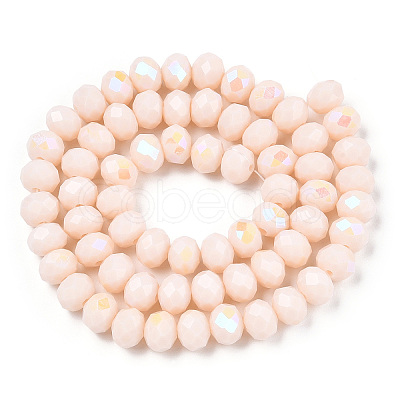 Electroplate Opaque Solid Color Glass Beads Strands EGLA-A034-P8mm-L20-1