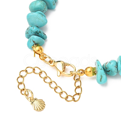 Synthetic Turquoise Chips & Starfish & Shell Pearl Beads Bracelets BJEW-JB12413-03-1