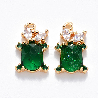 Brass Cubic Zirconia & Glass Charms KK-T049-058G-01-NF-1