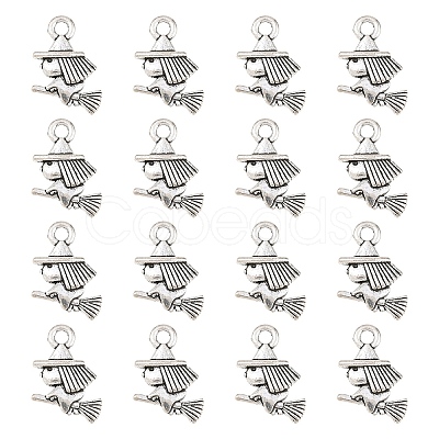 50Pcs Halloween Tibetan Style Alloy Witch Charms FIND-YW0010-74-1
