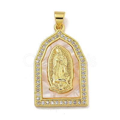 Rack Plating Brass Micro Pave Cubic Zirconia Pendants KK-I718-09G-A-1