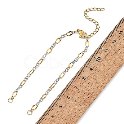 2Pcs Two Tone 304 Stainless Steel Oval Link Chains Bracelet Making AJEW-JB01665-1