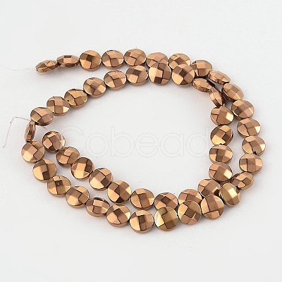 Electroplated Non-magnetic Synthetic Hematite Flat Round Bead Strands G-L368-06A-1