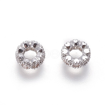 Brass Micro Pave Cubic Zirconia Beads X-ZIRC-F098-01-1