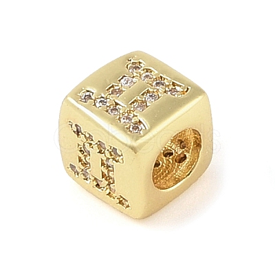 Brass Micro Pave Clear Cubic Zirconia European Beads KK-K368-01G-03-1