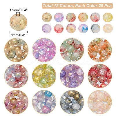 ARRICRAFT 240Pcs 12 Colors Baking Painted Crackle Glass Beads DGLA-AR0001-11-1