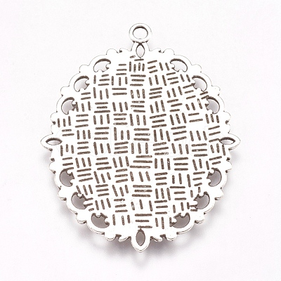 Tibetan Style Oval Pendant Cabochon Settings TIBE-473-AS-NR-1