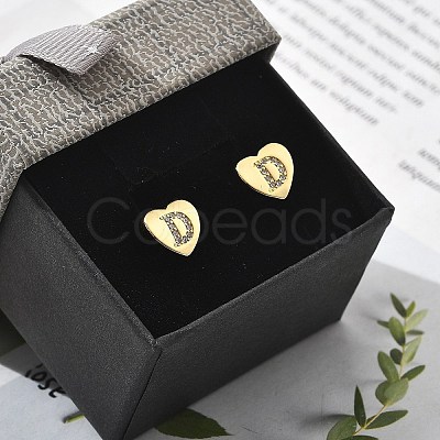 Rack Plating Brass Micro Pave Clear Cubic Zirconia Stud Earrings EJEW-K299-01G-D-1