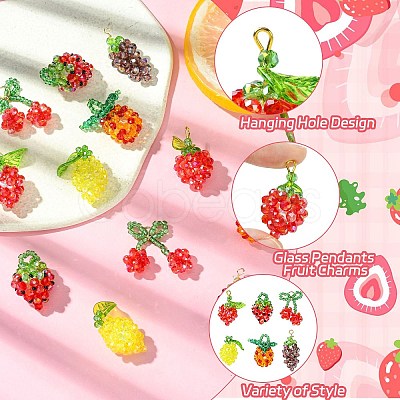 6Pcs Glass Pendants PALLOY-CJ00139-1