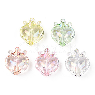 UV Plating Transparent Rainbow Iridescent Acrylic Beads OACR-T027-01-C-1