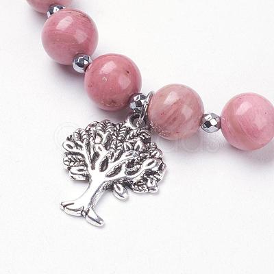 Natural Lava Rock Beads Charm Bracelets BJEW-JB03369-04-1