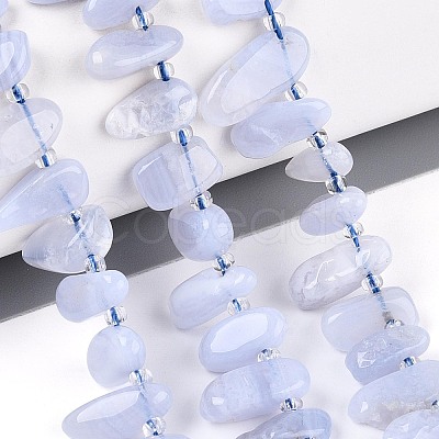 Natural Blue Lace Agate Beads Strands G-Z091-A37-1