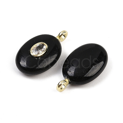 Natural Obsidian & Cubic Zirconia Pendants G-Z076-01G-12-1