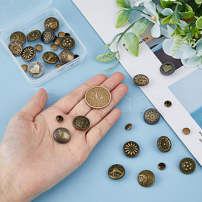 20 Sets 10 Style Lion/Flower/Heart Alloy Decorative Rivets FIND-DC0005-20-1