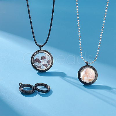 3Pcs 3 Style 304 Stainless Steel Locket Pendants FIND-UN0001-83EB-1