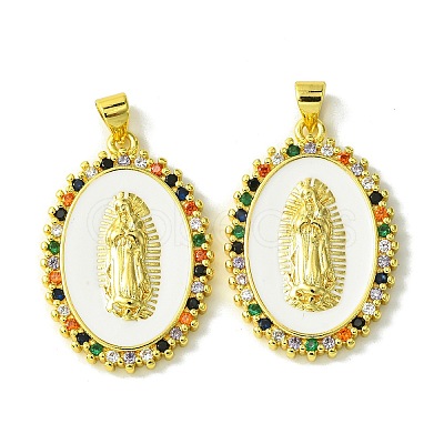 Real 18K Gold Plated Brass Micro Pave Cubic Zirconia Pendants KK-H472-11G-01-1