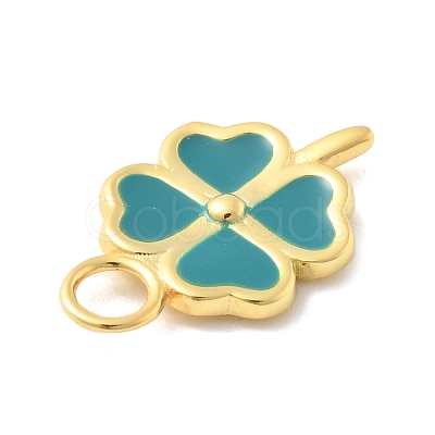 925 Sterling Silver Light Sea Green Enamel Charms STER-Z012-01G-07-1