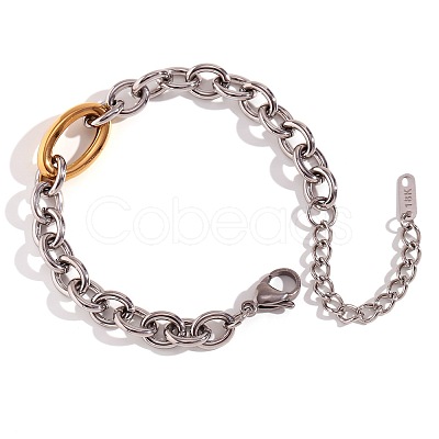 304 Stainless Steel Cable Chain Bracelets for Women WGF1402-02-1