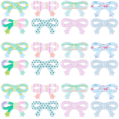 48Pcs 8 Colors Printed Opaque Acrylic Beads MACR-SC0002-64-1