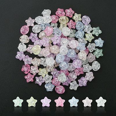 Transparent Crackle Acrylic Beads CACR-YW0001-08-1