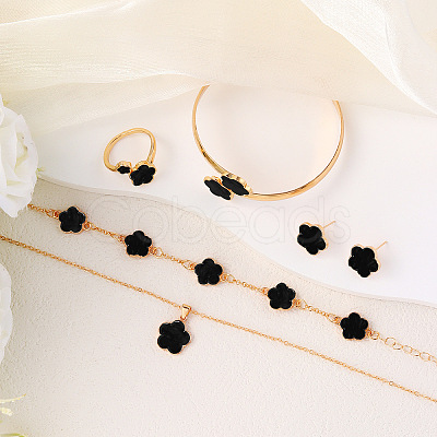 Flower Alloy Acrylic Cuff Bangles & Link Bracelets & Stud Earrings & Pendant Necklaces & Rings WG72368-01-1