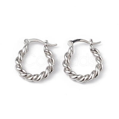 Brass Twist Hoop Earrings for Women EJEW-L234-088P-1