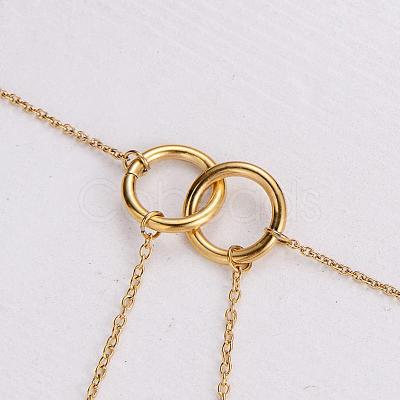 3Pcs Stainless Steel Double Ring Feather Tassel Y Necklaces for Women GZ5002-1