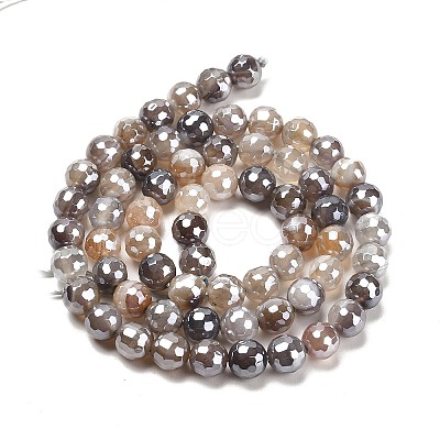 Electroplated Natural Botswana Agate Round Beads Strands G-L598-A03-01-1