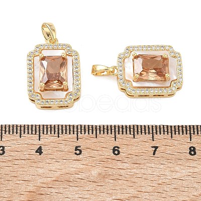 Brass Micro Pave Cubic Zirconia Pendants KK-C172-21G-1