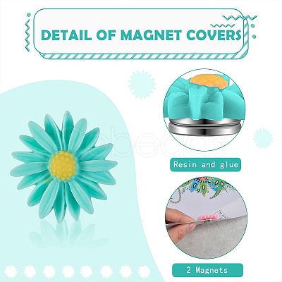 6Pcs 6 Colors Flower Plastic Diamond Painting Magnet Cover Holder AJEW-SZ0001-98-1