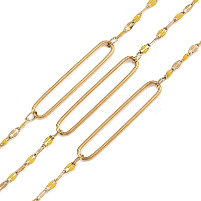 304 Stainless Steel Enamel Dapped Chain Oval Link Chains CHS-K021-15G-06-1