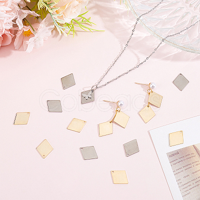 120Pcs 2 Colors 201 Stainless Steel Pendants STAS-BBC0010-53-1