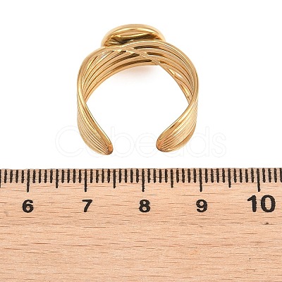 304 Stainless Steel Open Cuff Ring Components STAS-F366-06B-G-1