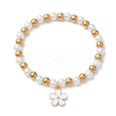 Glass Pearl Stretch Bracelets BJEW-JB10943-1