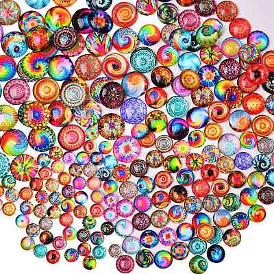 280Pcs 4 Styles Flat Back Glass Cabochons GGLA-SZ0001-32-1