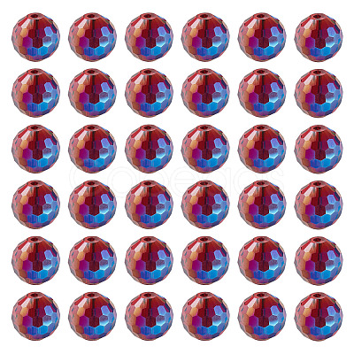 80Pcs Half Rainbow Plated Glass Beads EGLA-TA0013-04B-1