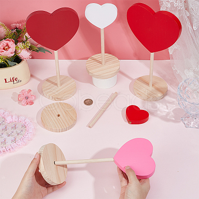 Pine Wood Heart Figurine WOCR-WH0004-028-1