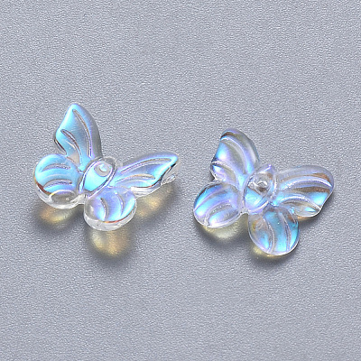 Transparent Spray Painted Glass Charms LS-GLAA-T016-20-1