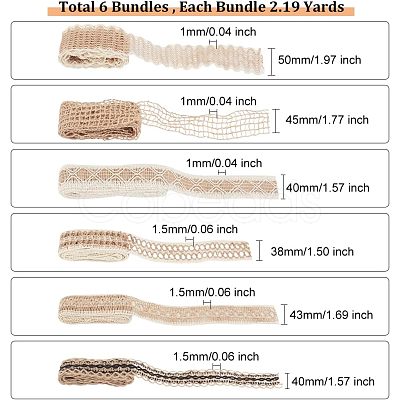 6 Bundles 6 Styles Burlap Ribbon OCOR-OC0001-18-1