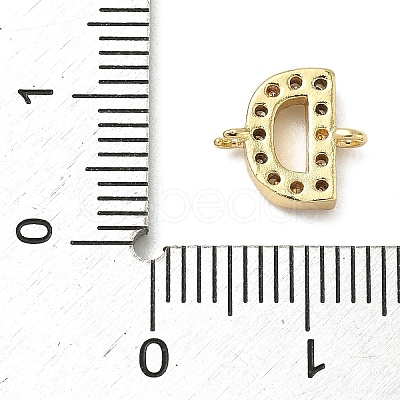Brass Micro Pave Clear Cubic Zirconia Letter Links Connector Charms KK-I382-07G-D-1