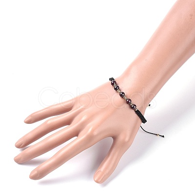 Adjustable Natural Garnet Braided Bead Bracelets BJEW-JB04599-01-1