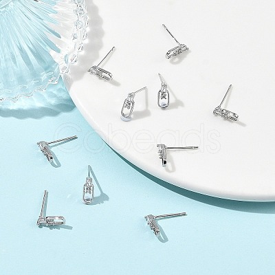 SHEGRACE Brass Micro Pave Cubic Zirconia Stud Earrings XGRQ4N847-727P-1