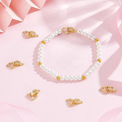 6 Sets Brass Micro Pave Clear Cubic Zirconia Fold Over Clasps KK-BBC0005-70-1