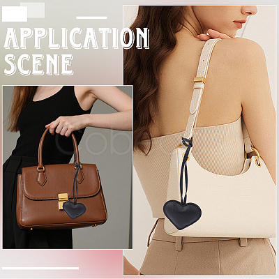 PU Leather Heart Pendant Decorations HJEW-CL0001-12B-1