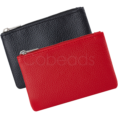 2Pcs 2 Colors Litchi Print PU Leather Zip Pouches ABAG-CP0001-08B-1