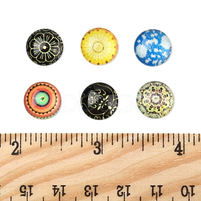 100Pcs Printed Glass Half Round Dome Cabochons GGLA-FS0001-13-1