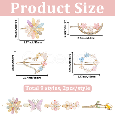 4 Bags 2 Styles Alloy & Resin Clip Hair Barrettes PHAR-SC0001-005-1