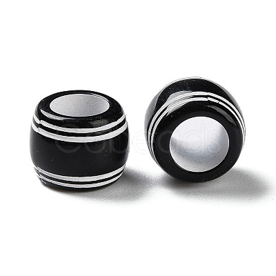 Spray Printed Opaque Acrylic European Beads SACR-P031-32B-01-1