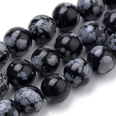 Natural Snowflake Obsidian Beads Strands G-S259-20-8mm-1