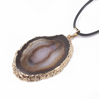Dyed Natural Brazilian Agate Pendant Necklaces G-T104-10-1